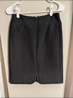 CHANEL Black Textured Wool Pencil Skirt